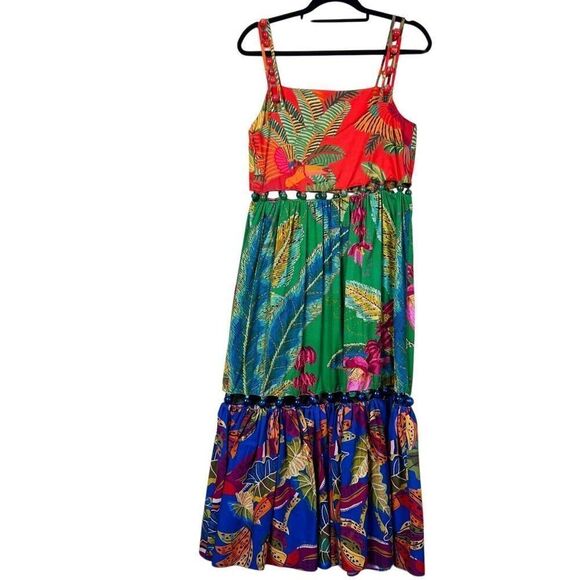 NWT Farm Rio Dress Floral Maxi Red Green Size S - Picture 9 of 16